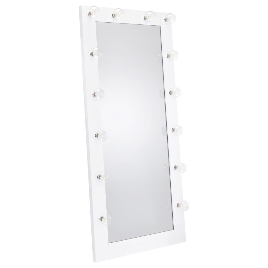 Zayan - Full Length Floor Mirror With Lighting - White High Gloss