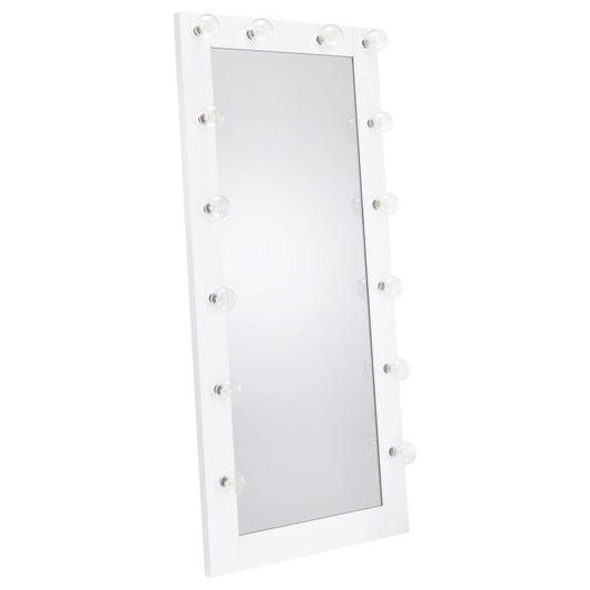 Zayan - Full Length Floor Mirror With Lighting - White High Gloss