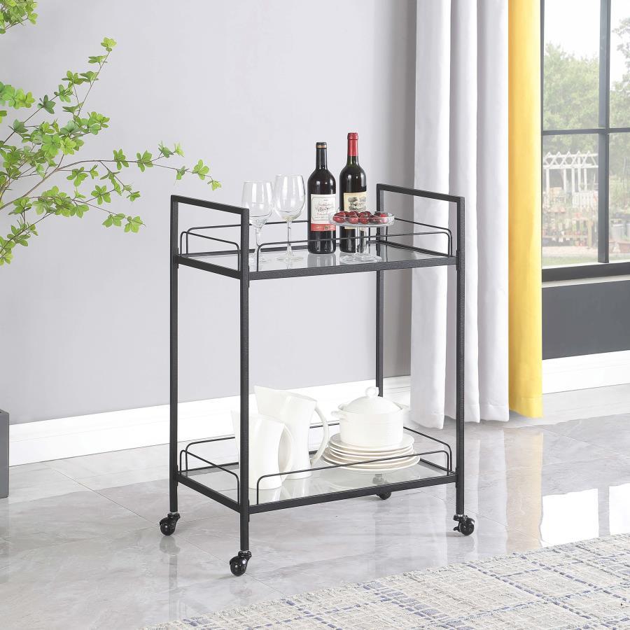 Curltis - Serving Cart With Glass Shelves - Clear and Black