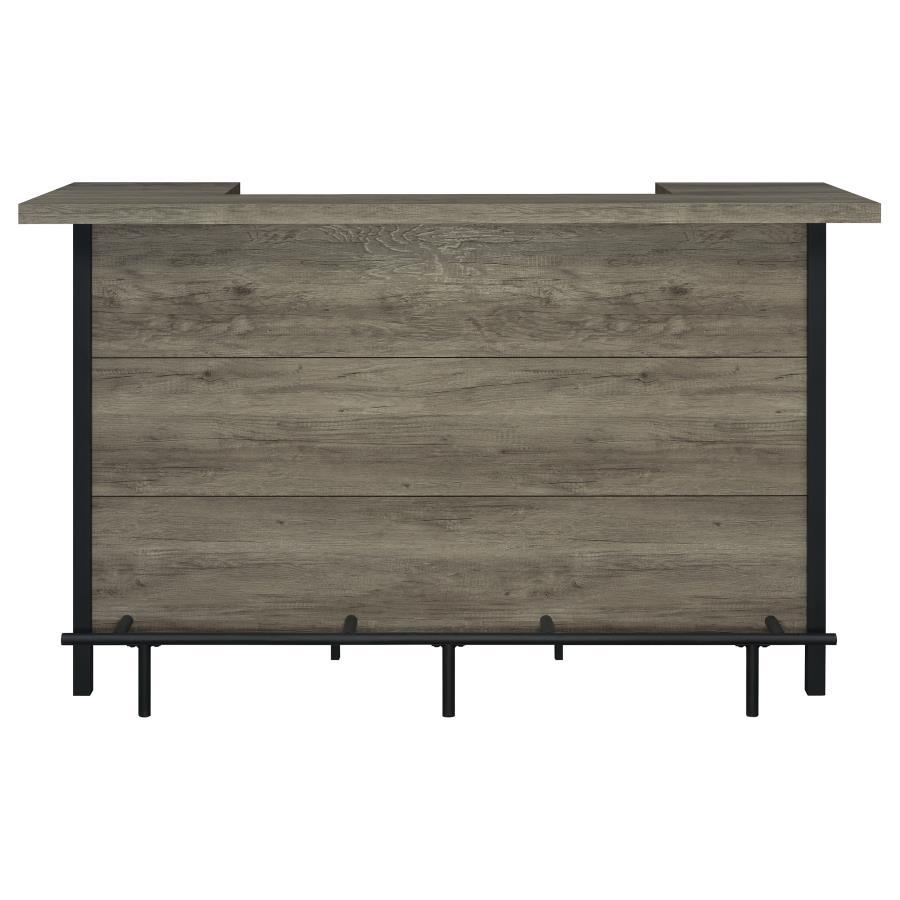 Bellemore - Bar Unit With Footrest - Grey Driftwood and Black