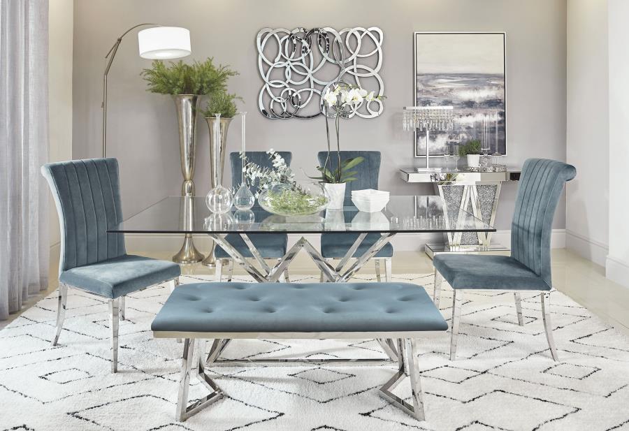 Beaufort - 6-Piece Dining Set - Dark Grey and Chrome