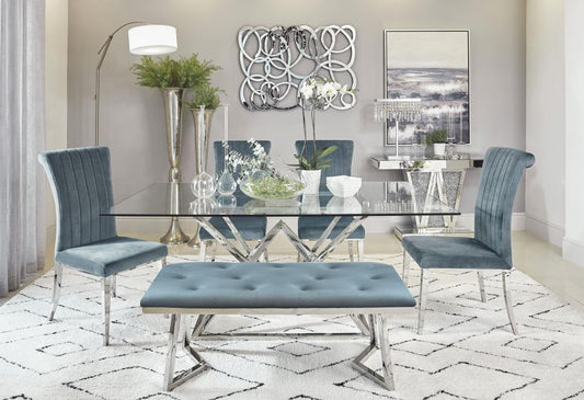 Beaufort - 6-Piece Dining Set - Dark Grey and Chrome