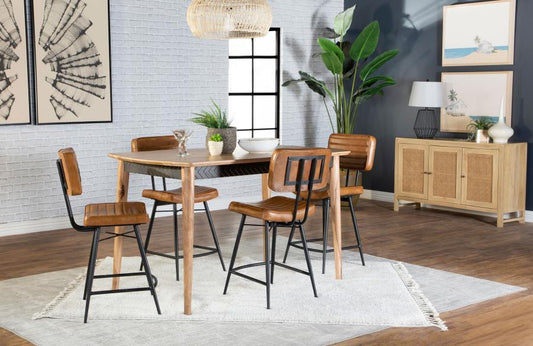 Partridge - 5-Piece Rectangular Counter Height Dining Set - Natural Sheesham And Camel