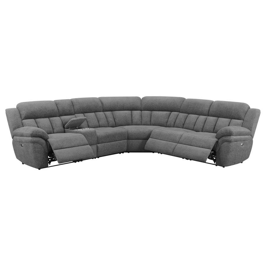 Bahrain - 6-Piece Upholstered Power Sectional - Charcoal