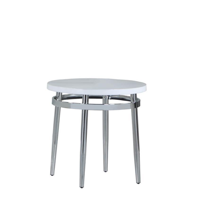 Avilla - Round End Table - White and Chrome
