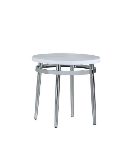 Avilla - Round End Table - White and Chrome