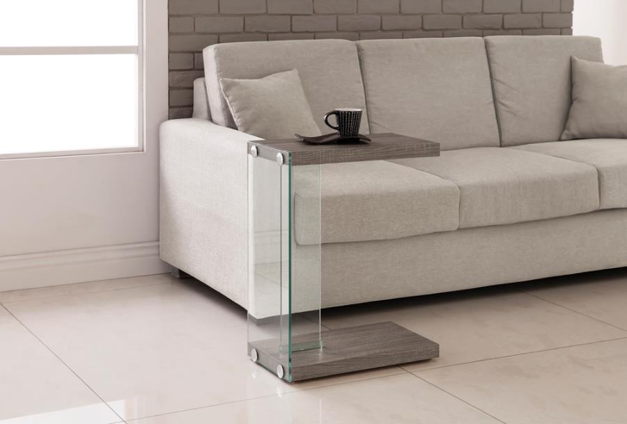 Colby - Accent Table Weathered Grey and Clear