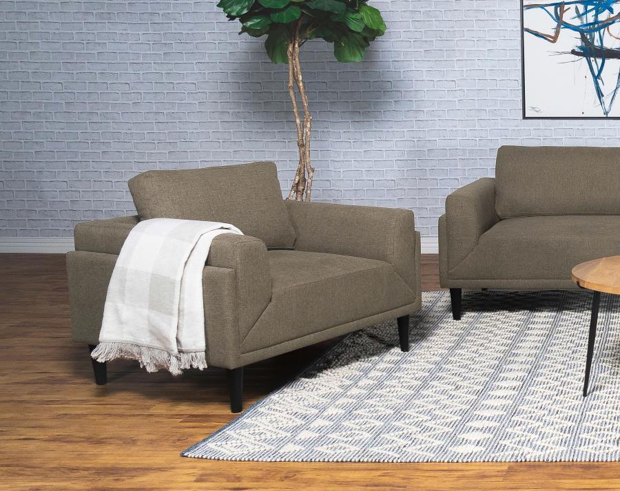 Rilynn - Upholstered Track Arms Chair - Brown