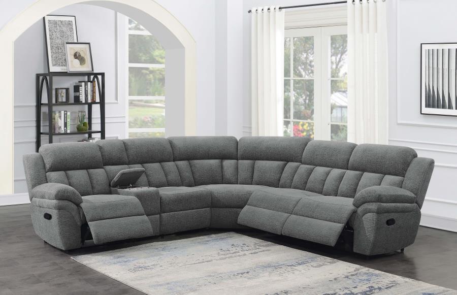 Bahrain - 6-Piece Upholstered Motion Sectional - Charcoal