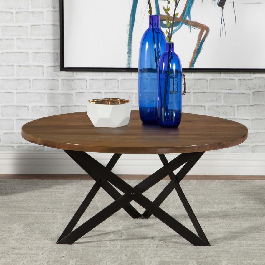 Zack - Round Coffee Table - Smokey Grey and Black