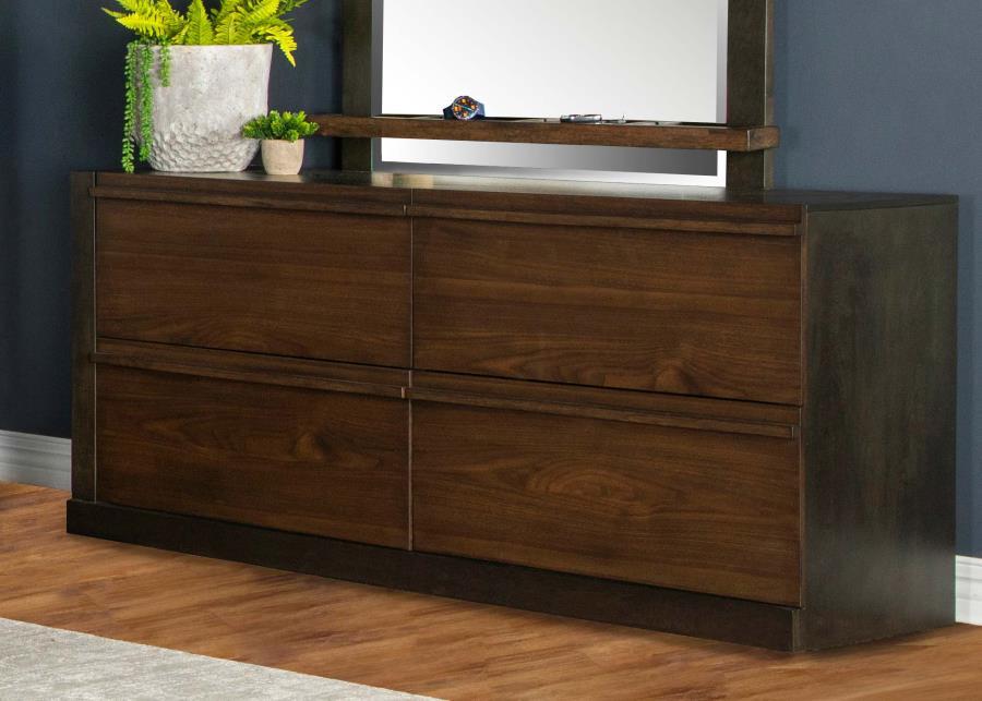 Azalia - 4-Drawer Dresser - Black and Walnut