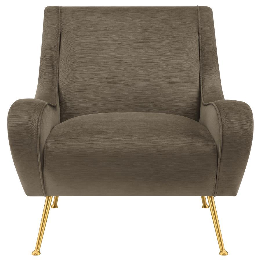 Ricci - Upholstered Saddle Arms Accent Chair - Truffle and Gold