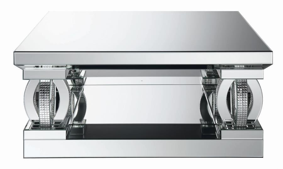 Amalia - Square Coffee Table With Lower Shelf - Clear Mirror