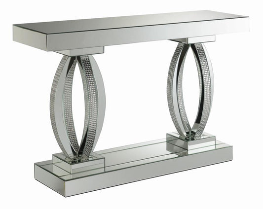 Amalia - Rectangular Sofa Table With Shelf - Clear Mirror