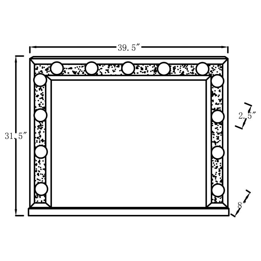 Wilmer - Rectangular Table - Mirror With Lighting - Silver