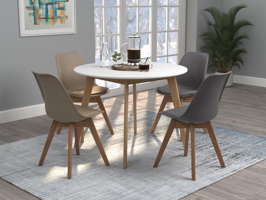 Breckenridge - Round Dining Table - Matte White and Natural Oak