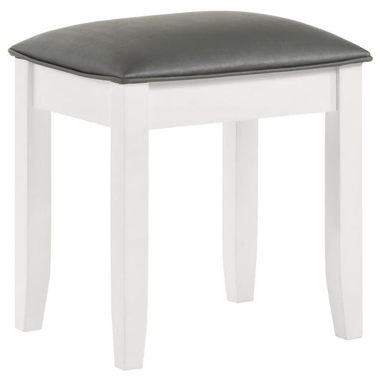 Felicity - Upholstered Vanity Stool - Metallic and Glossy White