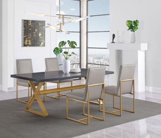Conway - 5-Piece Rectangular Dining Set - Dark Walnut and Aged Gold