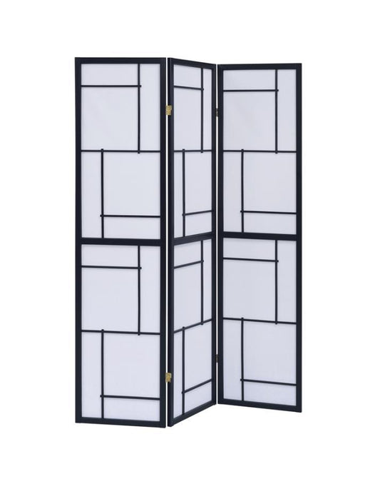 Damis - 3-Panel Folding Floor Screen - Black and White