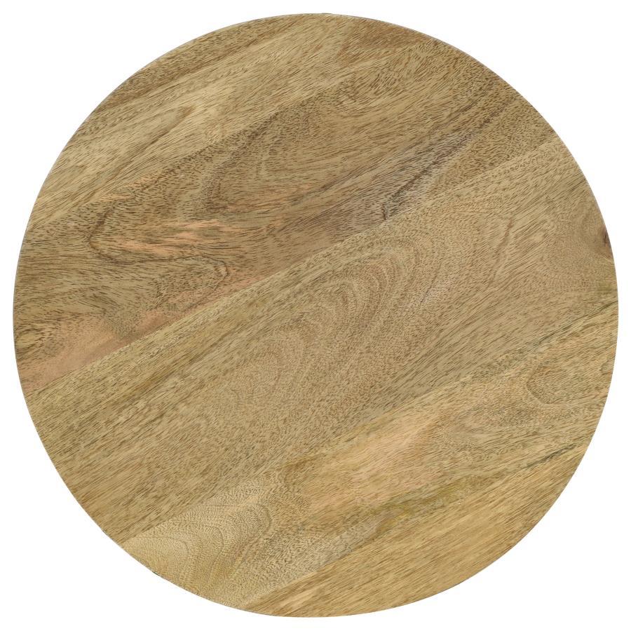 Pilar - Round Solid Wood Top End Table - Natural and Black