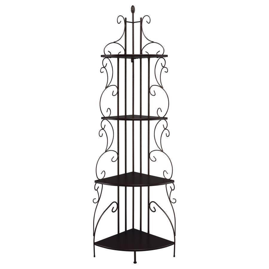 Poppy - 4-Shelf Corner Bookcase - Cappuccino and Copper
