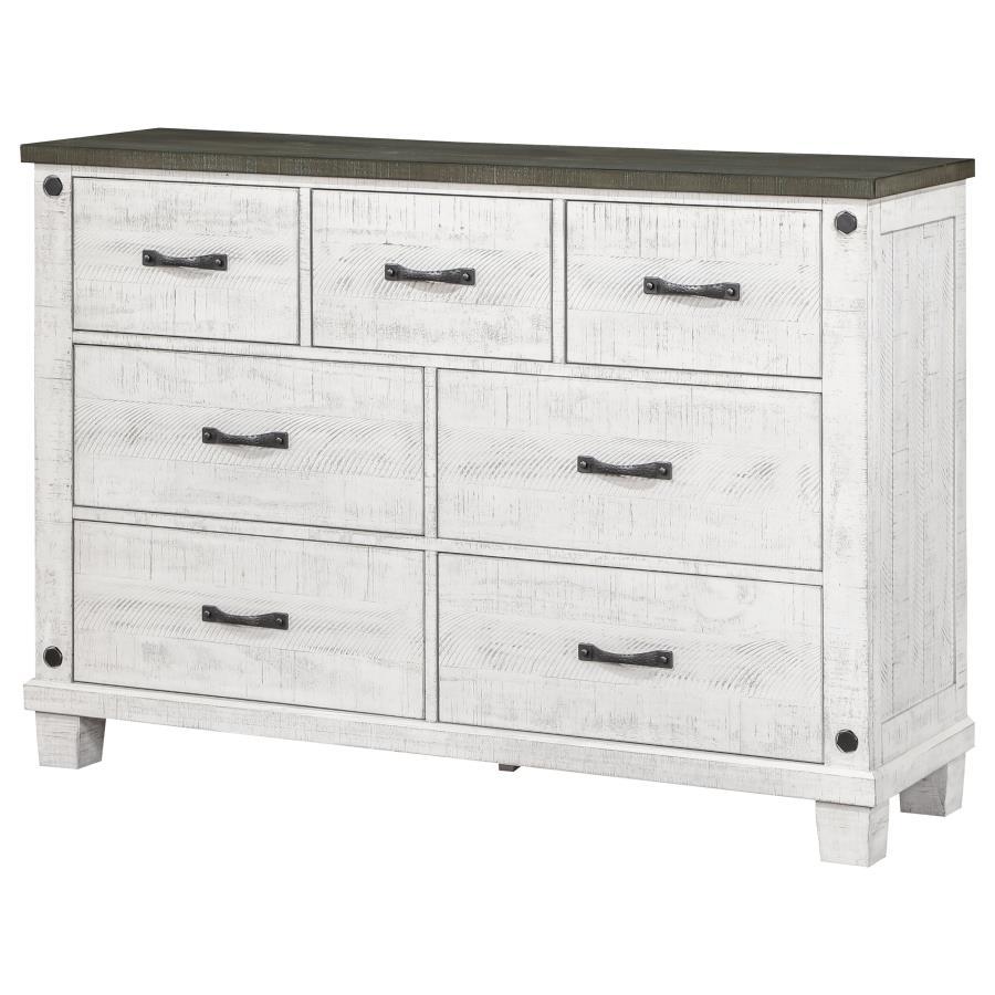 Lilith - 7-Drawer Dresser Distressed - Distressed Grey And White