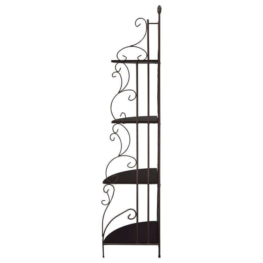 Poppy - 4-Shelf Corner Bookcase - Cappuccino and Copper