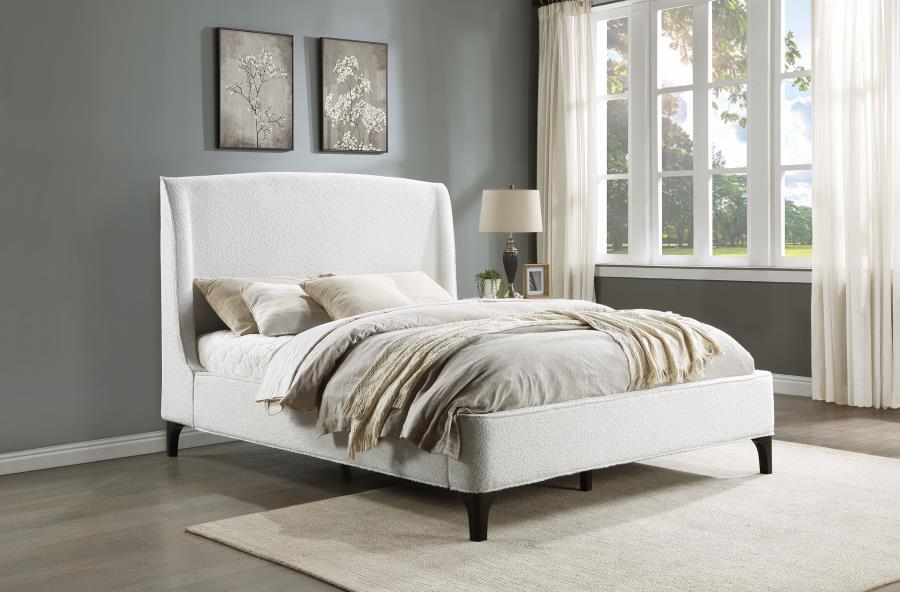 Mosby - Upholstered Curved Headboard Eastern King Platform Bed - White