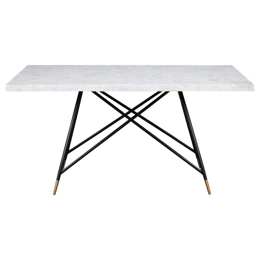 Gabrielle - 5-Piece Marble Top Rectangular Dining Table Set - White and Grey