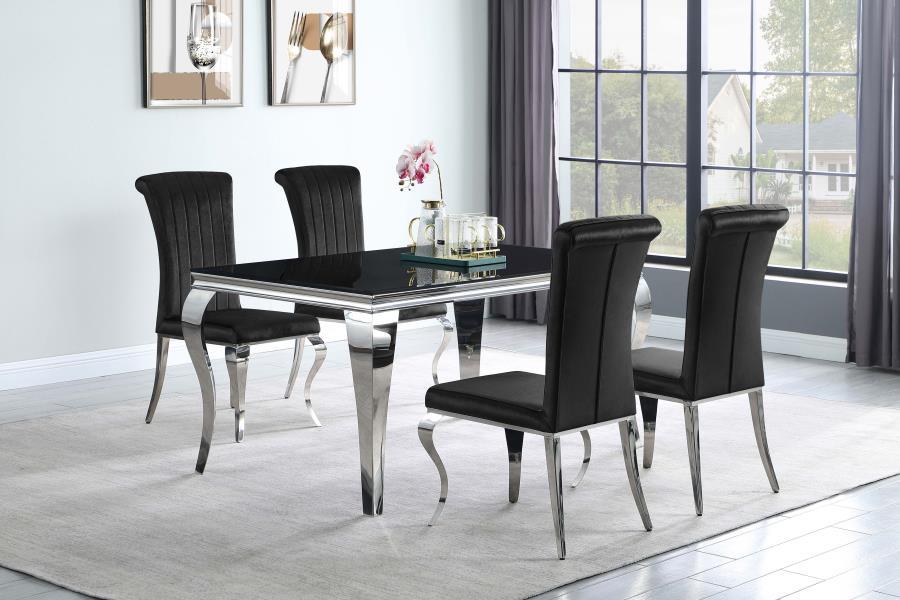 Carone - 5-Piece Rectangular Dining Set - Black and Chrome