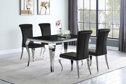 Carone - 5-Piece Rectangular Dining Set - Black and Chrome