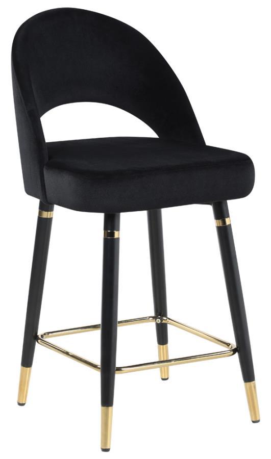 Ellie - 5-Piece Pedestal Counter Height Dining Room Set - Mirror and Black