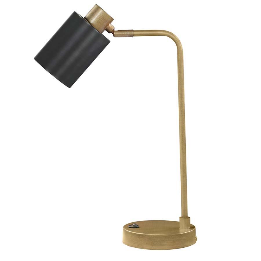 Cherise - Adjustable Shade Table Lamp - Antique Brass and Matte Black