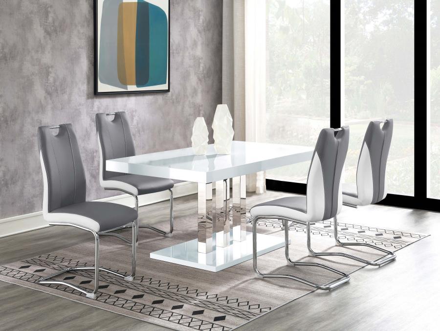 Brooklyn - 5-Piece Dining Set - White and Chrome