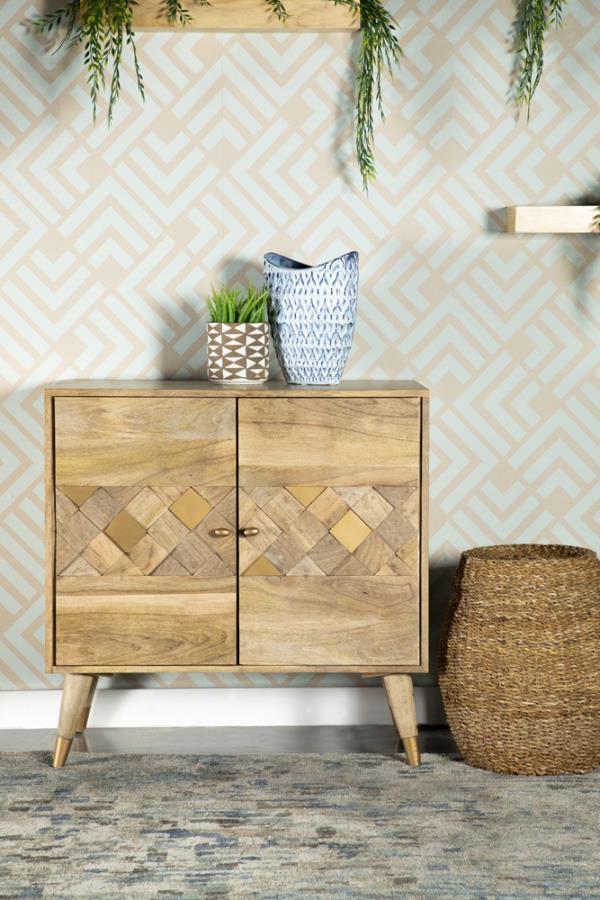 Alyssum - Checkered Pattern 2-Door Accent Cabinet - Natural