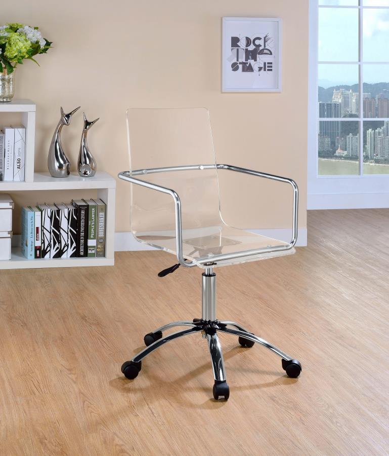 Amaturo - Office Chair With Casters - Clear and Chrome
