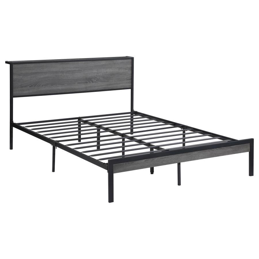 Ricky - Queen Platform Bed - Grey And Black
