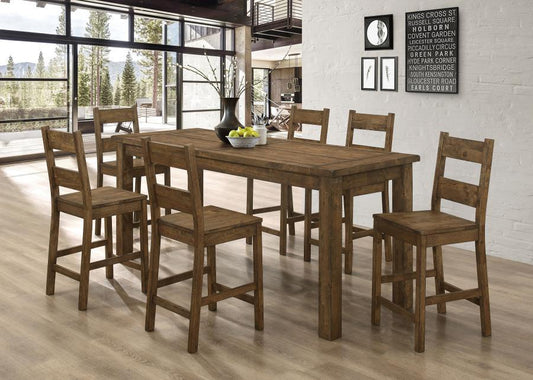 Coleman - 7-Piece Counter Height Dining Set - Rustic Golden Brown