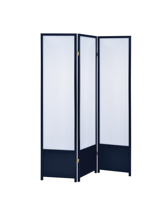 Calix - 3-Panel Folding Floor Screen - Translucent and Black
