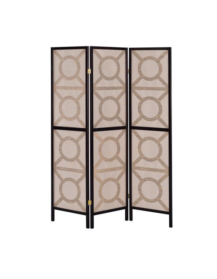 Vulcan - 3-Panel Geometric Folding Screen Tan and - Cappuccino