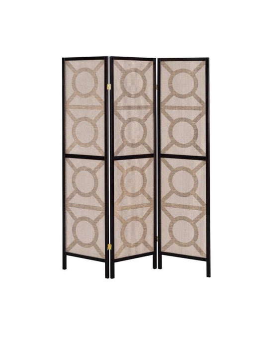 Vulcan - 3-Panel Geometric Folding Screen Tan and - Cappuccino