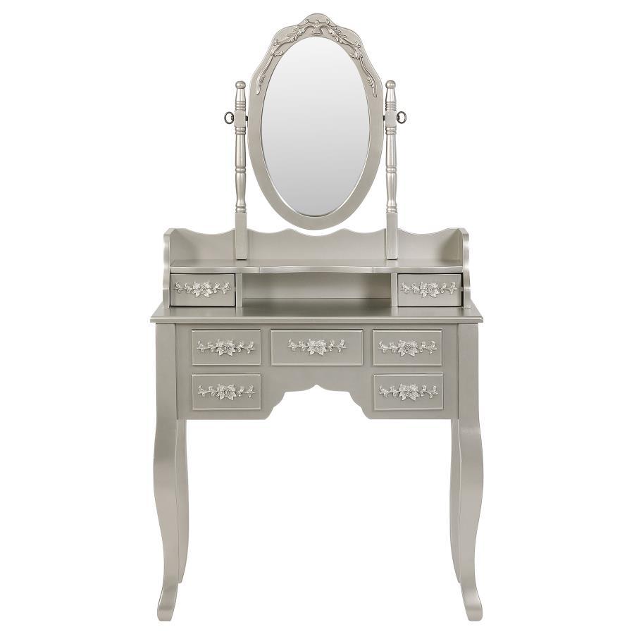 Sabrina - 2-Piece Vanity Set - Metallic Silver and White
