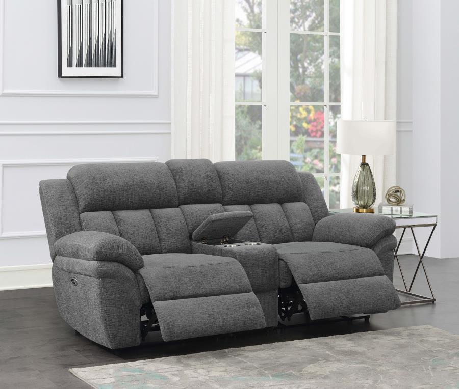 Bahrain - Upholstered Power Loveseat With Console - Charcoal