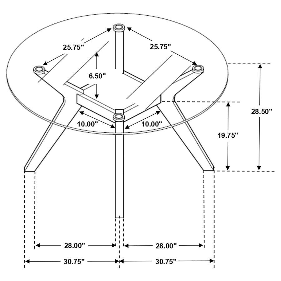 Paxton - 48" Round Glass Top Dining Table - Clear and Nutmeg