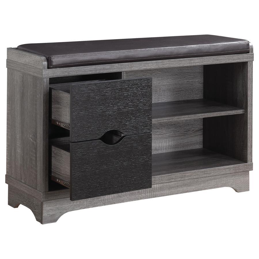 Aylin - 2-Drawer Storage Bench - Medium Brown and Black
