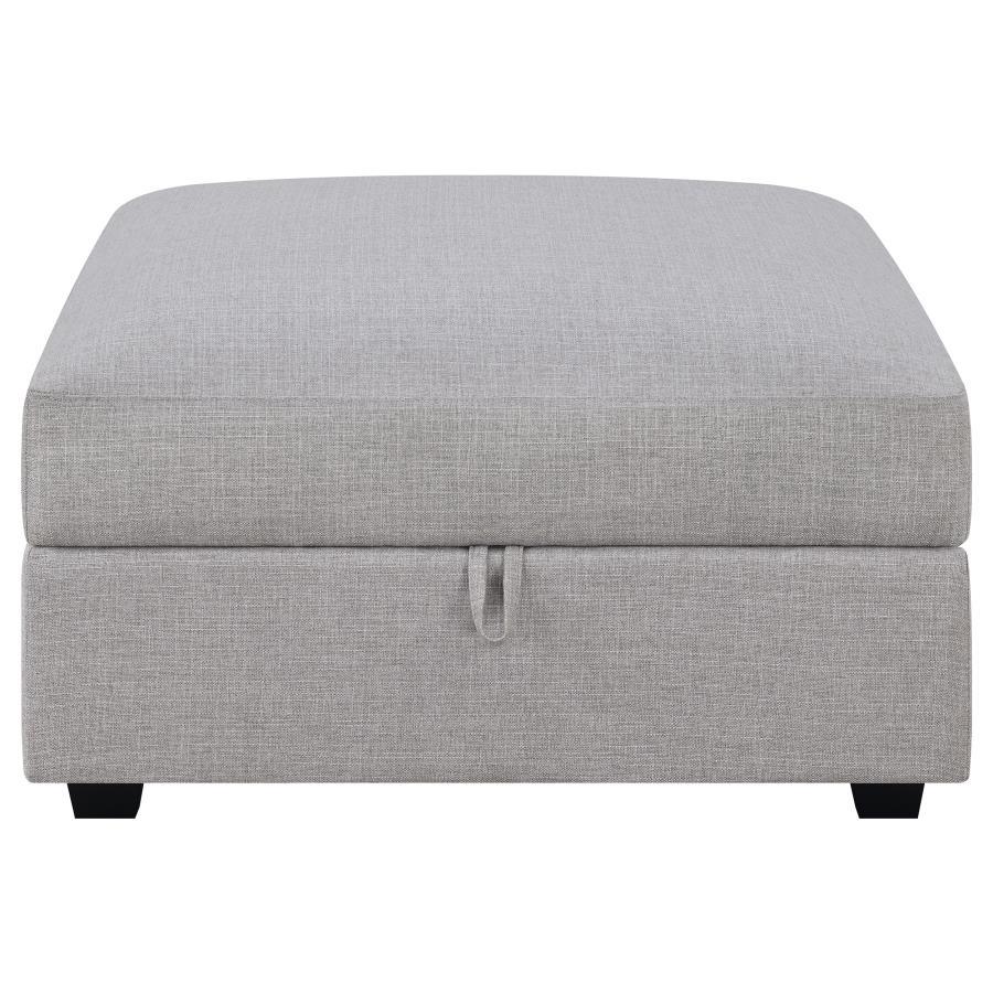 Cambria - Upholstered Square Storage Ottoman - Grey