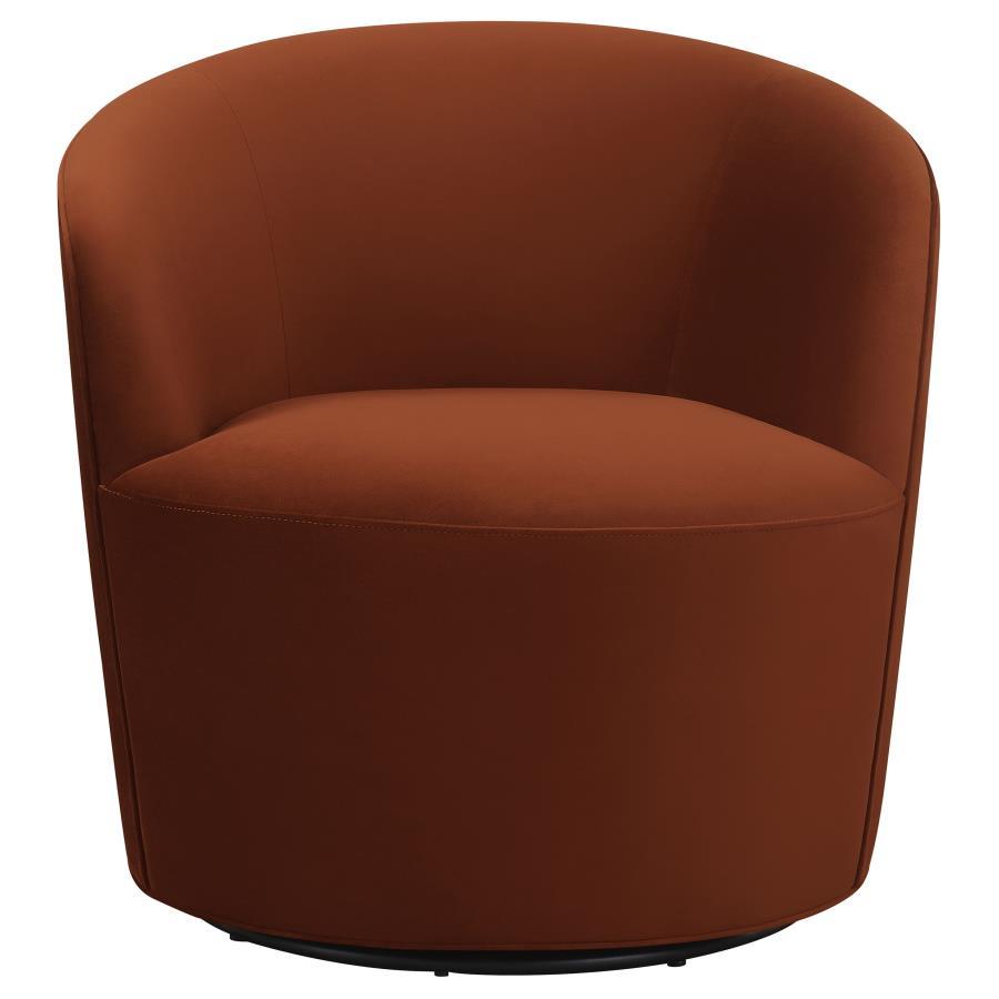 Joyce - Sloped Arms Swivel Chair - Burnt Orange