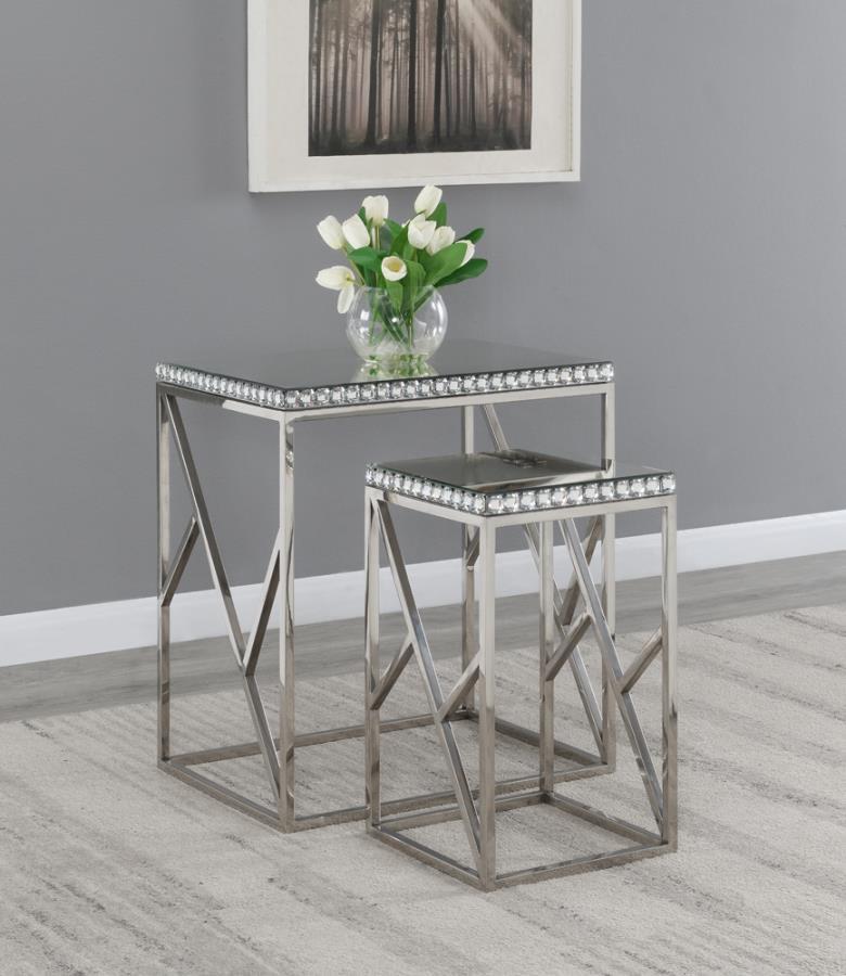 Betsy - 2-Piece Mirror Top Nesting Tables - Silver