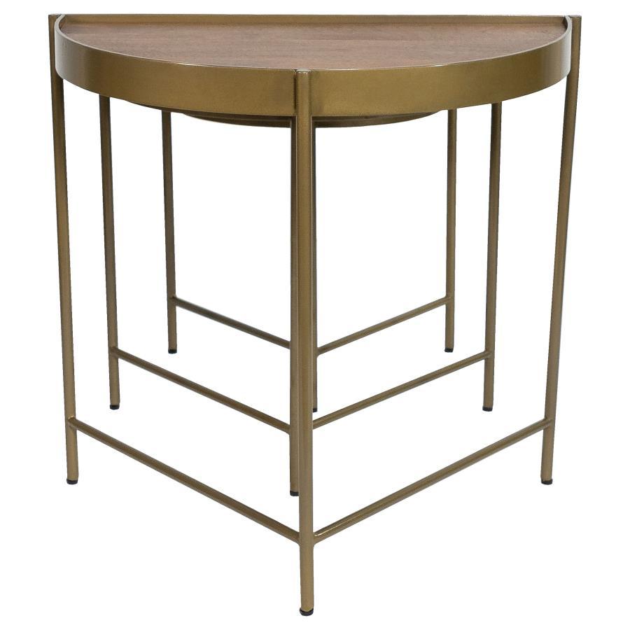 Tristen - 3-Piece Demilune Nesting Table With Recessed Top - Brown and Gold