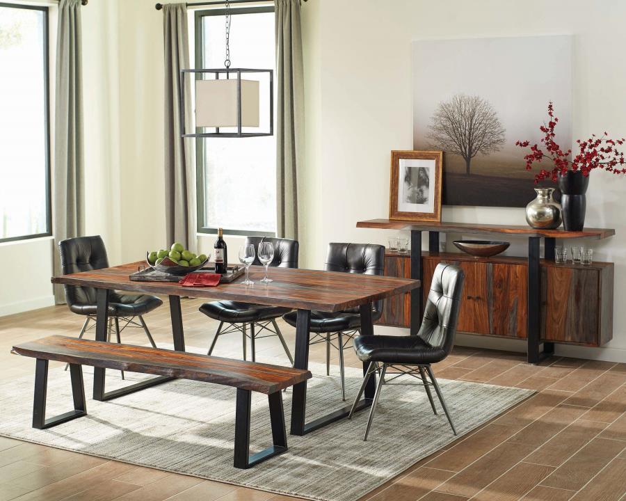 Ditman - Live Edge Dining Table - Grey Sheesham and Black